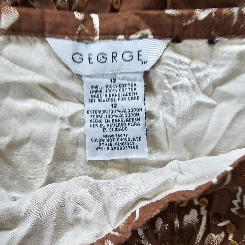 George Skirt Size 12 Aline Brown White Floral Sweet Skirt EUC - Picture 5 of 7